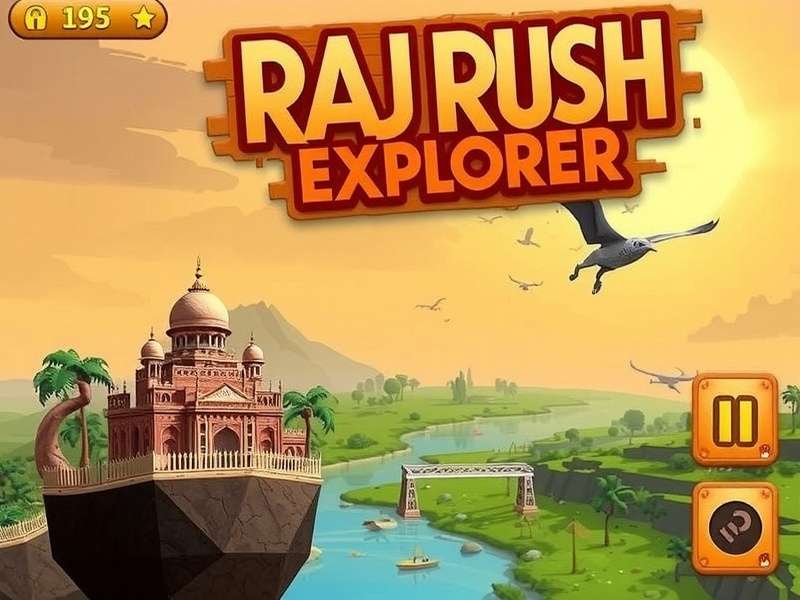 Raj Rush Explorer gameplay screenshot showing Indian landscapes